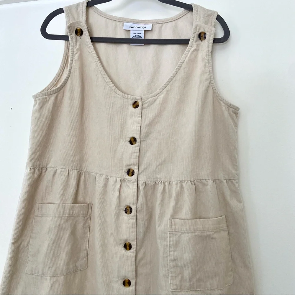 Vtg Two Twenty Jumper Overall Dress Size M Corduroy Cottagecore Prairie Country - Picture 2 of 11